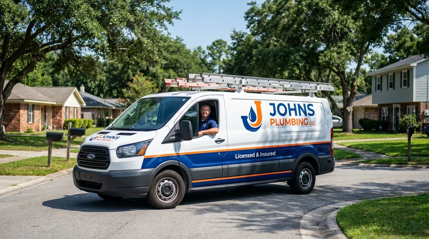 Johns Plumbing LLC service van in Cambridge Springs, PA