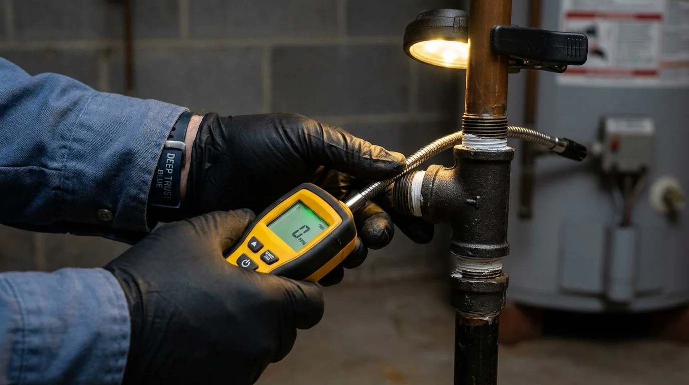 Gas leak detection with electronic sniffer by Johns Plumbing LLC in Cambridge Springs